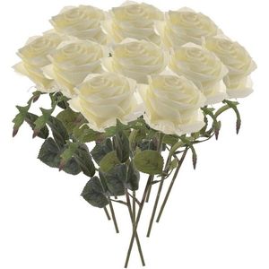 Kunstbloem roos Simone wit 45 cm 10 stuks
