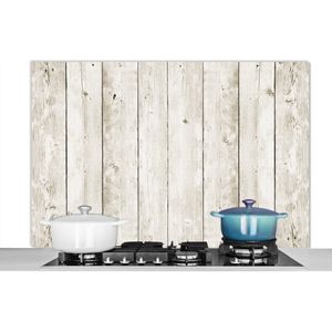 Spatscherm keuken 120x80 cm - Kookplaat achterwand Design - Wit - Grijze - Plank - Muurbeschermer - Spatwand fornuis - Hoogwaardig aluminium
