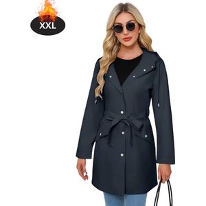 Bovista Mantel Dames - Tussenmantel - Jas - Mantelpakje - Trenchcoat - Overjas - Overcoat - Winter - Marineblauw - S