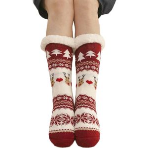 Herfst-/wintersokken - Platte lengte 42 cm - Kerstsokken - Kerstvloersokken - Dikke, warme herfst-/wintersokken - Huissokken - Slaapsokken - Antislipvloersokken - Voeg toe aan de kerstsfeer - Herfst-/winterbenodigdheden
