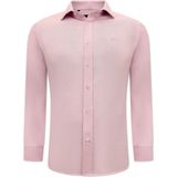 Heren Overhemden Lange Mouw - Blouse Heren - Nette Oxford Hemd voor Mannen - Slim Fit Overhemd Heren - Roze