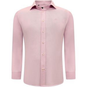 Heren Overhemden Lange Mouw - Blouse Heren - Nette Oxford Hemd voor Mannen - Slim Fit Overhemd Heren - Roze