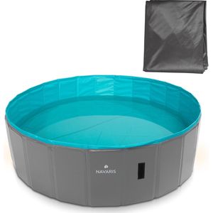 Navaris opvouwbaar hondenzwembad van plastic - Geen pomp nodig en met afvoer - Voor grote en kleine honden - 120 x 30 cm - In diverse kleuren en maten