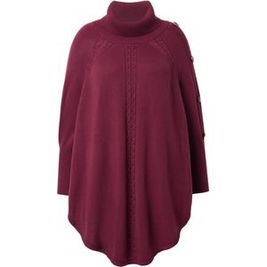 MIAMODA MIAMODA - Dames - Pullover poncho-stijl kabelpatroon puntzoom - Donker wijnrood - Maat 50+