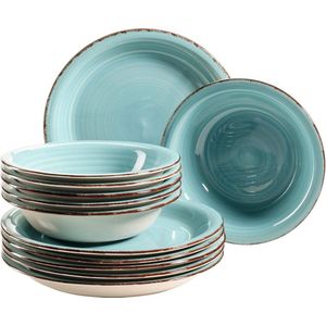 Bordenset, 6 Personen, 12-Delig, Turquoise