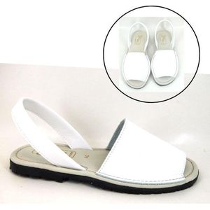 Stravers - Witte Leren Spaanse Sandalen Maat 42 Dames Grote Maten Menorquinas