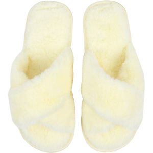 Hunkemöller - Crossed Fake Fur - Pantoffels - Geel