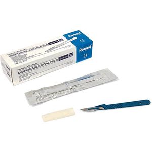ROMED SCALPELMESJES COMPLEET MET HANDVAT, SCALP-18, NUMMER 18 STERIEL