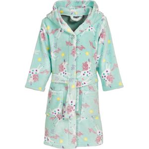 Playshoes - Badjas fleece- Kinderbadjas met capuchon - Eenhoorn - Mint - Maat 98/104