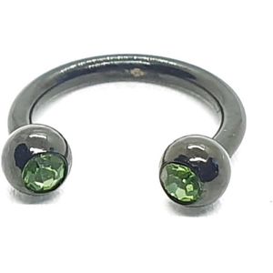 Zwart Met Steentjes - Neus / Septum / Helix Piercing