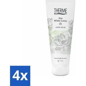 4 x Therme - Zen White Lotus - Handbalsem - Hydraterend - Verzorgend - 75ml - Handbalsem - Handcrème - Hydraterende Handcrème - Luxe Handcrème - Vegan Handcrème