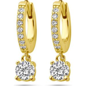 Glams klapoorringen zirkonia 1 micron - 12 mm - Zilver