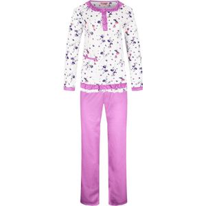 Dames pyjama gebloemd roze XL