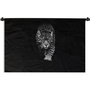 Wandkleed - Wanddoek - Dieren - Zwart - Luipaard - Wit - Wild - 150x100 cm - Wandtapijt