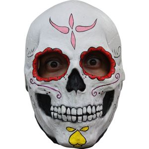 Masker skelet met rode oogkringen Halloween  - Verkleedmasker - One size