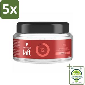 5 x Taft - V12 - Styling Gel - Supersnelle fixatie - 250 ml - Grootverpakking - Haar Gel - Taft V12 - Snel Drogend - Sterke Fixatie - Styling Gel