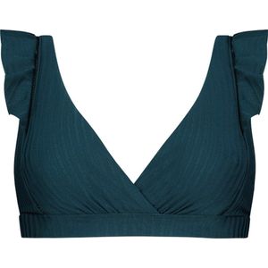 Beachlife Voorgevormde Bikinitop met Ribstructuur en Ruches Petrol