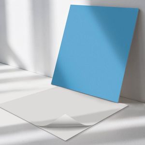 Wallfluent Vinyl Wandpaneel - Kleur Blauw Wandpaneel PVC - 50 cm x 50 cm - Blauw Vinyl Wandpaneel - Set van 4 - Vierkant Wandbekleding Vinyl - Patroon Wandpaneel - Zelfklevend Wandpaneel - Wandpaneel Keuken en Badkamer