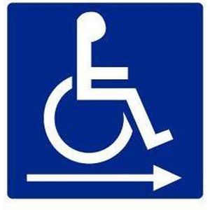 Rolstoel rechts spiegelbeeld bord - kunststof 150 x 150 mm