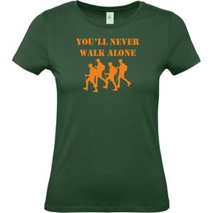 Dames T-shirt You'll never walk alone |Wandelvierdaagse | vierdaagse Nijmegen | Roze woensdag | Groen | maat XXL