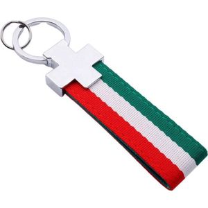 Italiaanse Vlag Sleutelhanger - Zilver - Italië- Keychain Sleutel Hanger Cadeau - Auto Accessoires