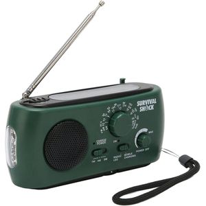 Draagbare noodradio - 800mAh Zonnesolar transistorradio, AM/FM/kortegolven Weerradio, handkraan/pillen/sectie, LED lamp, SOS-alarm, Geschikt voor wandelen, buiten