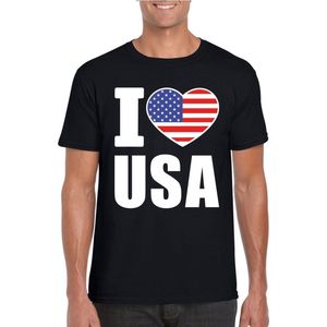 Zwart I love USA - Amerika supporter shirt heren - Amerikaans t-shirt heren XXL