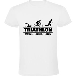 Triathlon Heren T-shirt | combinatieduursport | sport | gecombineerde sporten | krachtsport | duursport | harlopen | wielrennen | zwemmen | Wit