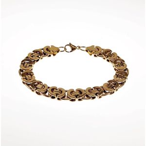 11mm Platte Koningsarmband - Stalen Goud Kleur - Schakelarmband