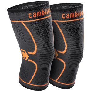 CAMBIVO NS10 knie Brace Maat XL Oranje 2 x kniebandage voor dames en heren, orthopedisch herstel bij meniscusscheuren, ACL en artritis, bandage knieën voor hardlopen, wandelen, joggen, sport, volleybal, voor gewrichtspijn, oranje