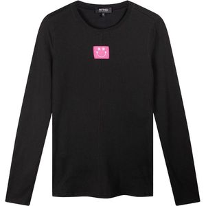 Refined Department T-shirt Ladies Knitted Longsleeve R2401810402 Maya 999 Black Dames Maat - M