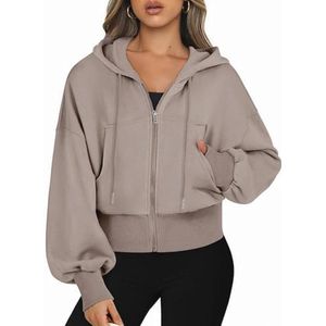 Cropped Sweatjack Dames met Capuchon en Rits