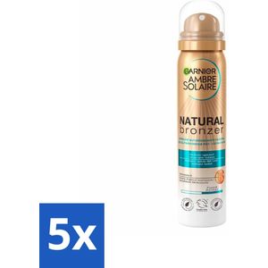 5 x Garnier - Ambre Solaire - Body Mist - Natural Bronzer - 150 ml - Natuurlijke Bruining - Zelfbruinende Mist - Lichaam Teint - Gezicht Teint - Abrikozenpitolie