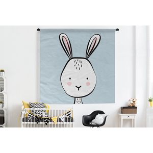 Wandkleed - Wanddoek - Konijn - Pastel - Design - Kinderen - 180x180 cm - Wandtapijt