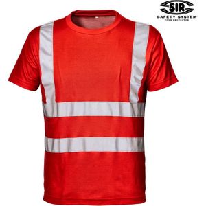 SIR SAFETY MISTRAL UV HiVis Rood T-Shirt - Werkshirt Hi Vis UV-bescherming Reflecterende Banden Bouw Wegwerkzaamheden Fietsen