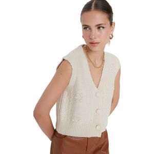 Trendyol Antraciet Gebreid Vest Met Zachte Textuur Twoaw22Bz0033