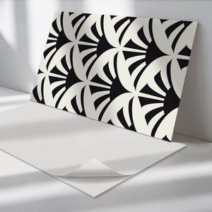 Wallfluent Vinyl Wandpaneel - Abstract bladpatroon Wandpaneel PVC - 120 cm x 60 cm - Zwart Vinyl Wandpaneel - Set van 1 - Rechthoekig Wandbekleding Vinyl - Patroon Wandpaneel - Zelfklevend Wandpaneel - Wandpaneel Keuken en Badkamer