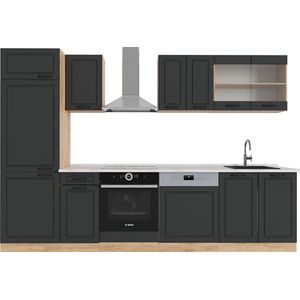 Vicco R-Line Complete keukeneenheid – 300 cm , WB Marmer Antraciet landhuis/gouden eik , WB Marmer