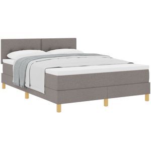 vidaXL - Boxspringbed - met - Matras - Taupe - 140x190 - cm - Stof