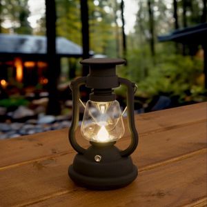 Solar Tuinverlichting - Windlicht 'Oil' Zwart Lantaarn - Warm Wit Licht