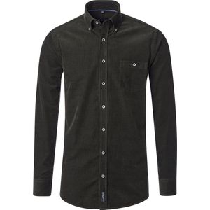 CASA MODA - Sport Casual Fit Overhemd - Donkergroen - Ribfluweel - Strijkvriendelijk