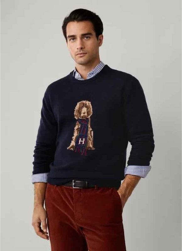 Hackett London - HM7000051 - Gebreide Trui - Marineblauw - Wol