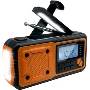 Multifunctionele noodradio - Noodradio - Opwindbare radio - Noodradio solar opwindbaar - FM AM SW - 4000mah - Zaklamp - Oranje