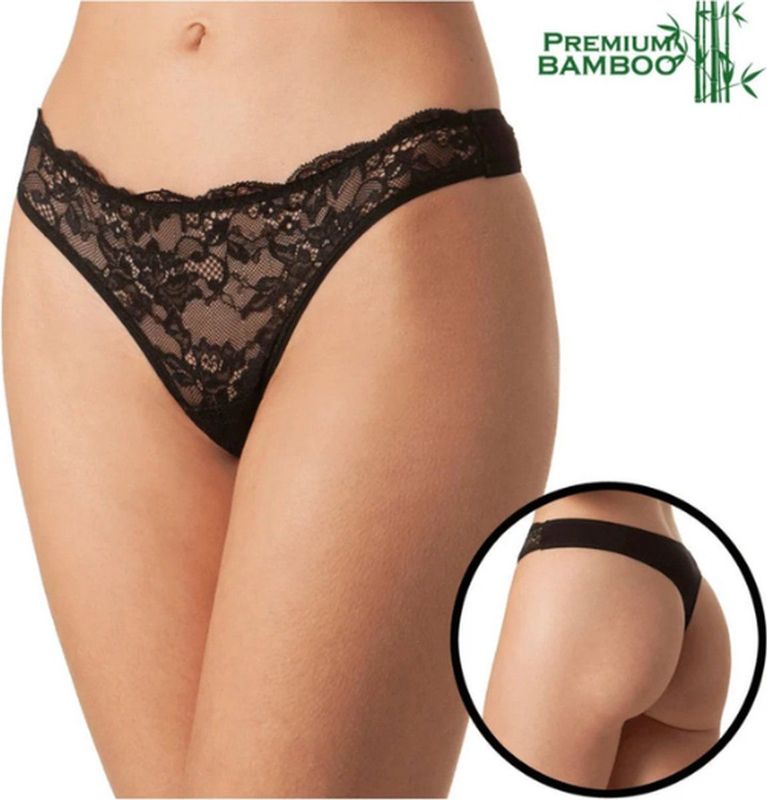 Dames String - Zwart - Bamboe Ondergoed