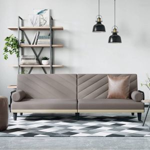 The Living Store Slaapbank - Taupe - Multiplex Frame - Comfortabel en Duurzaam - Verstelbare Rugleuning - Breedte Zitting- 200 cm