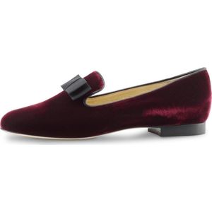 Fluwelen Loafers voor Dames – Bordeaux Rood Velours – Dames Instappers – Lederen Zool – Werner Kern Ava – Maat 41