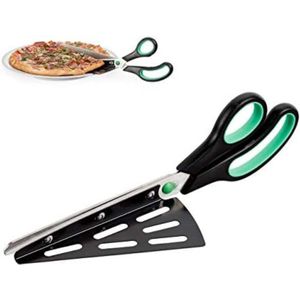 Pizzaschaar - Pizzasnijder - Pizzaknipper - 8 x 8 x 27 cm - Zwart/Groen