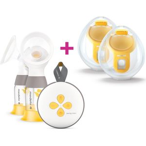 Medela Swing Maxi Borstkolf Set + 2 Stuks Hands-free Opvangcups | Dubbele Elektrische Borstkolf met 24 mm & 21 mm Borstschilden