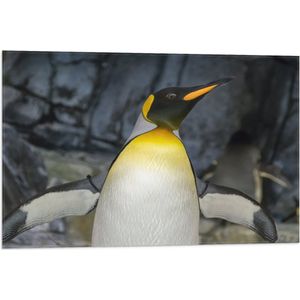 Vlag - Pingïun met Spitse Snavel en Neon Gele Contouren - 75x50 cm Foto op Polyester Vlag