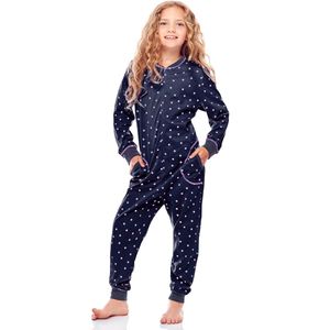 Merry Style Kinder Pyjama - ronde hals - lange mouwen - lange broek met zakken - Katoen - MS-MS10-186-PJ - Marineblau Rosa Punkte - 110-116